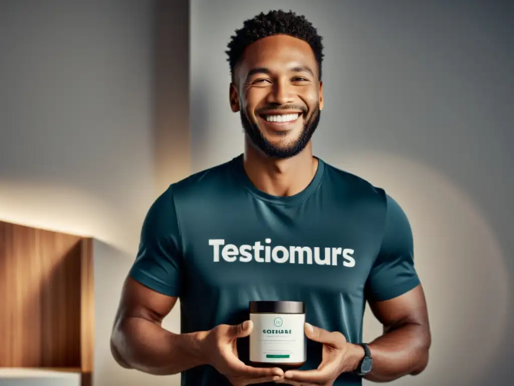 Testimonio auténtico: cliente sonriente respalda producto Cliente sonriente da testimonio de producto en ambiente moderno, generando autenticidad para Estrategia de Contenidos con Testimonios