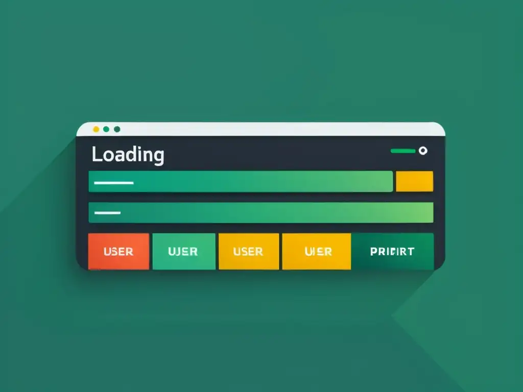 Carga web minimalista con enfoque en UX Priorización de contenidos visibles web: Ilustración minimalista de una página web cargando, enfocada en la experiencia del usuario y diseño moderno