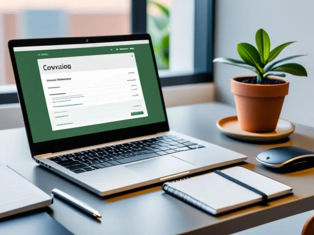 Campaña de Email Marketing Estratégica Un entorno de trabajo profesional y organizado con una laptop, notas y una campaña de email marketing