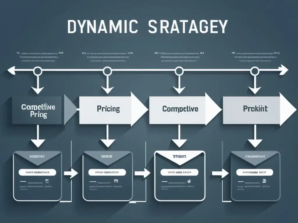 Flujo de estrategia de precios dinámicos: gráfico minimalista y moderno Flujo gráfico de estrategia de precios dinámicos con líneas limpias y esquema monocromático