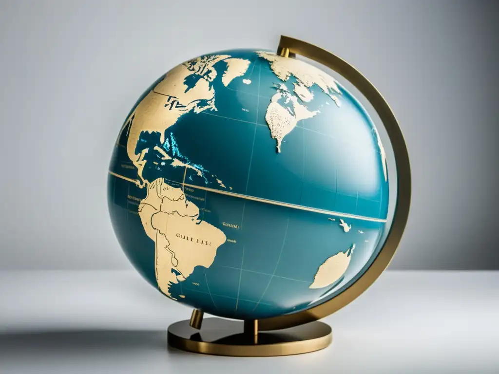 Esfera global en tonos monocromáticos: conexión y elegancia Un globo terrestre en tonos monocromáticos, con una estética serena y elegante, conquistando mercado internacional SEO multilingüe