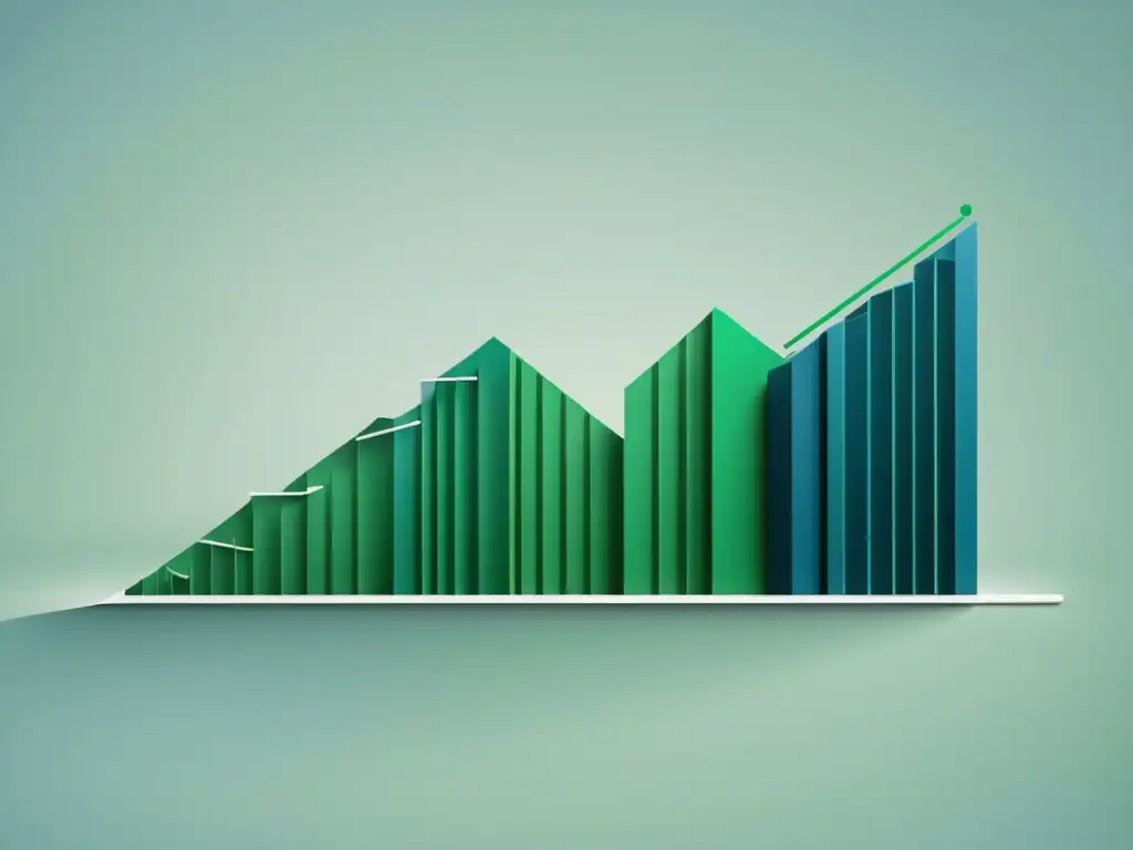 Optimización de Contenido: Impulso de Ventas Gráfico de líneas elegante y minimalista en tonos azules y verdes, representando la mejora de ventas en ecommerce con SEO