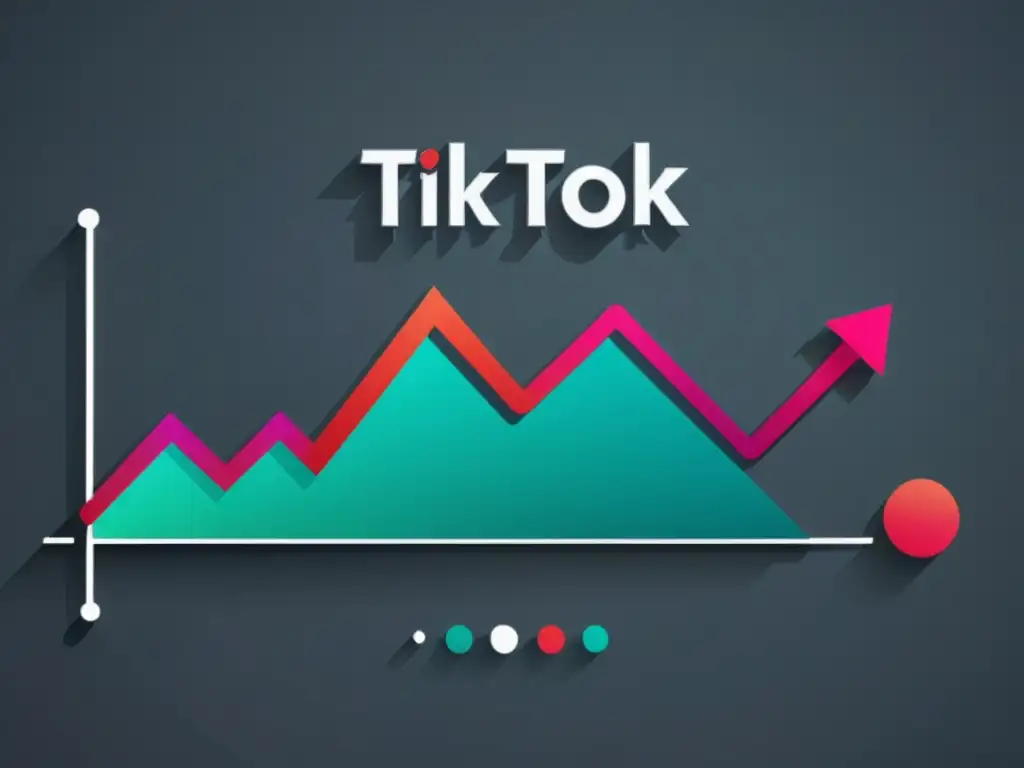 Gráfico minimalista de línea con el logo de TikTok, mostrando un aumento en el tráfico web