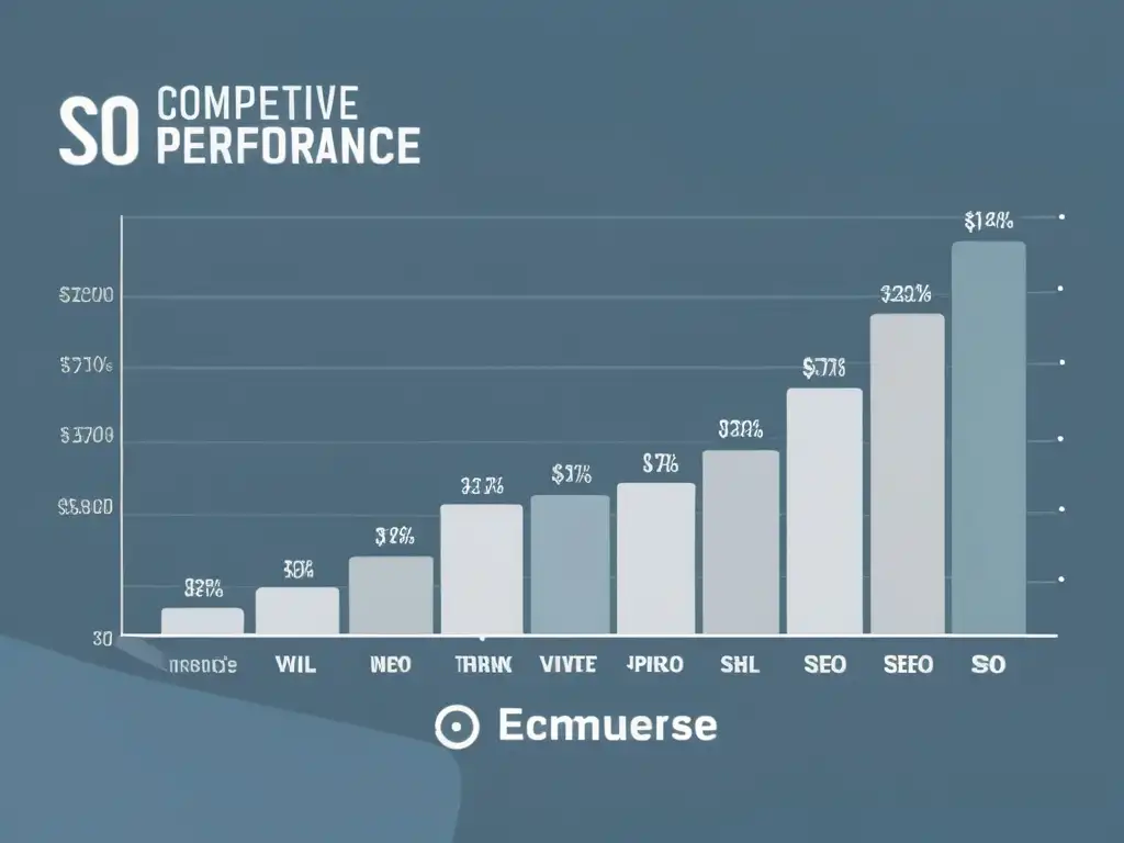 Gráfico de precios y SEO para ecommerce Gráfico minimalista de líneas mostrando el impacto de estrategias de precios competitivos en el SEO para ecommerce