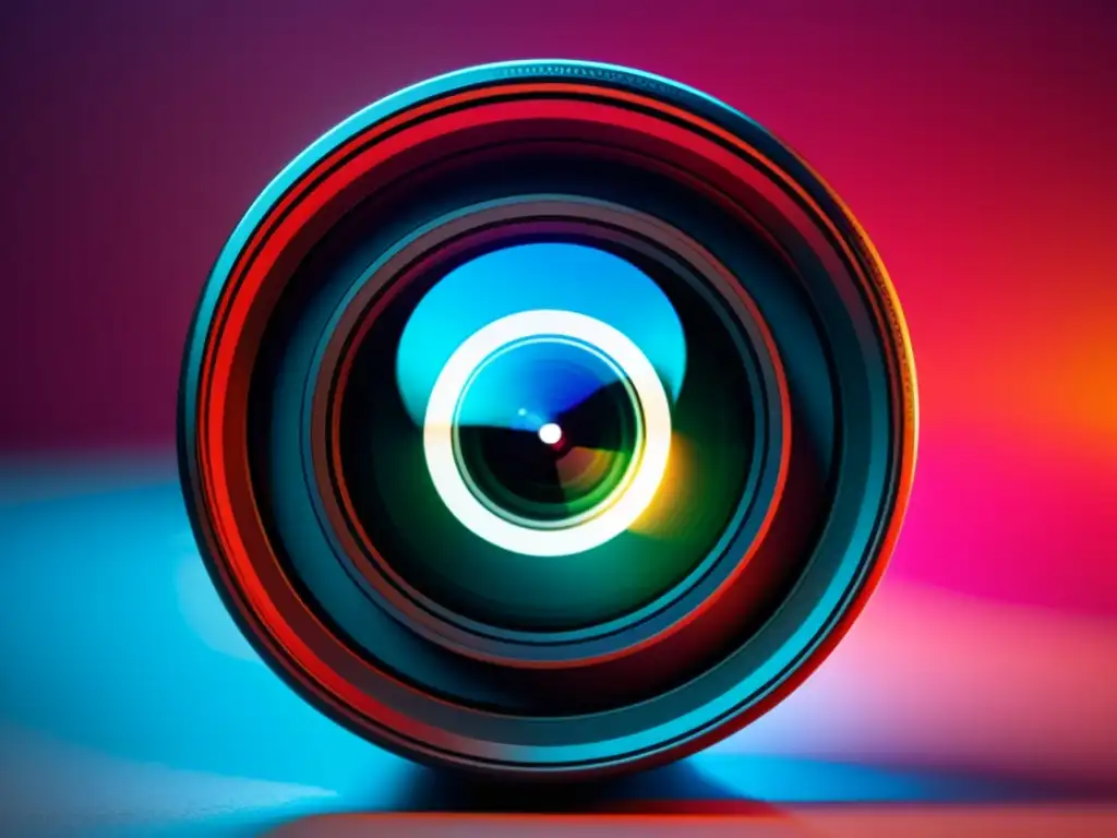 Errores Fatales en Video SEO: Enfoque Profesional Imagen de lente de cámara enfocando miniatura de video con texto 'Errores fatales en video SEO' en un ambiente moderno y educativo
