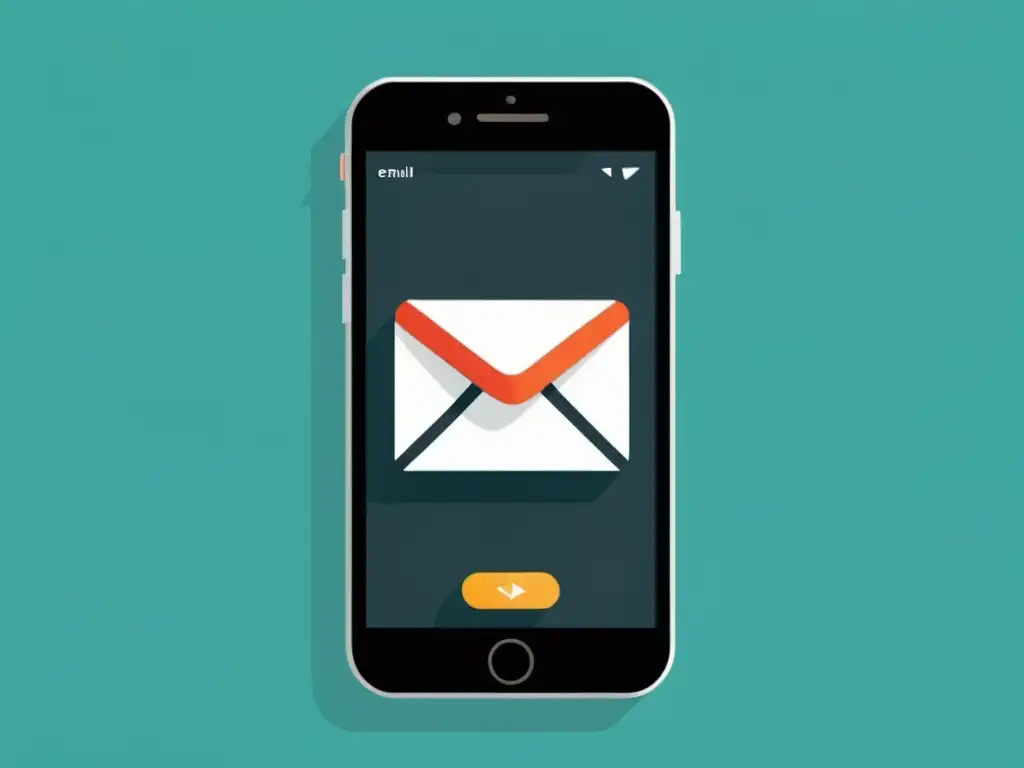 Diseño de email responsivo: profesional, limpio y efectivo Una imagen minimalista de un diseño de email responsivo en pantalla de smartphone, estrategia SEO móvil