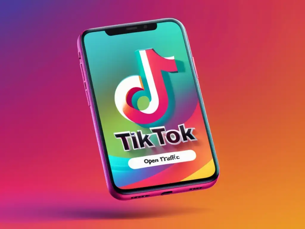 Imagen de smartphone con la app de TikTok abierta, mostrando contenido relacionado con SEO y tráfico web