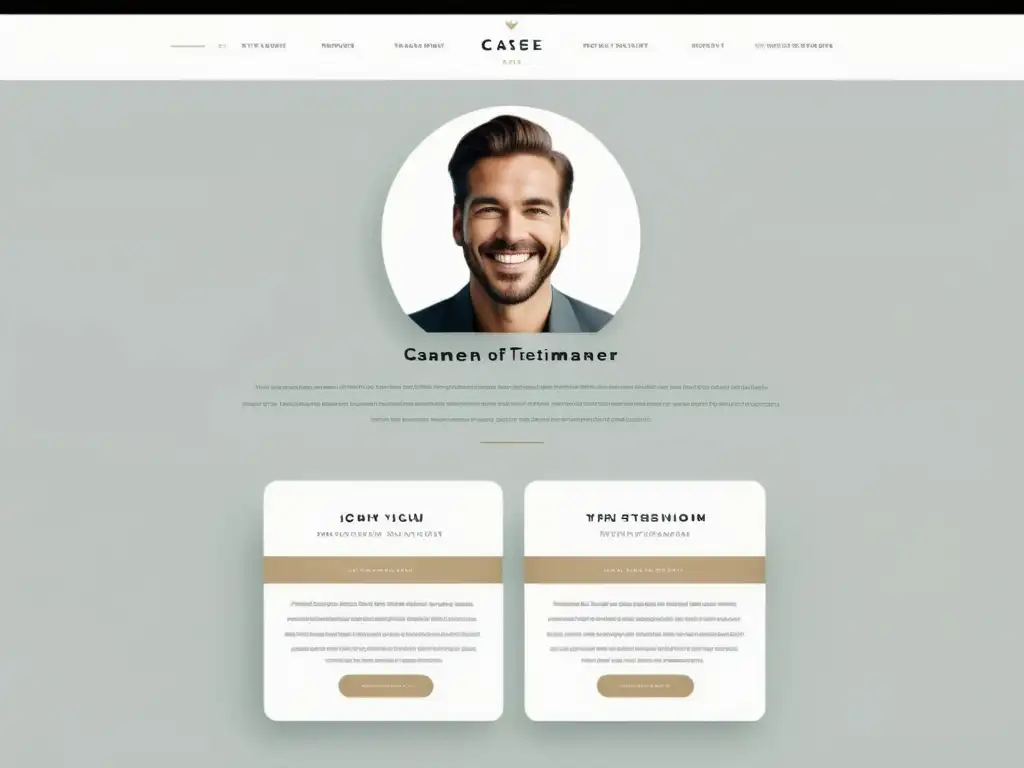 Testimonios confiables: potencia el SEO OffPage Importancia testimonios SEO OffPage: Interfaz web minimalista con sección destacada de testimonios y diseño profesional confiable