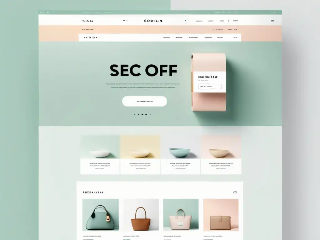 Diseño web de ecommerce minimalista y moderno Interfaz de ecommerce moderna y minimalista con diseño profesional y colores suaves