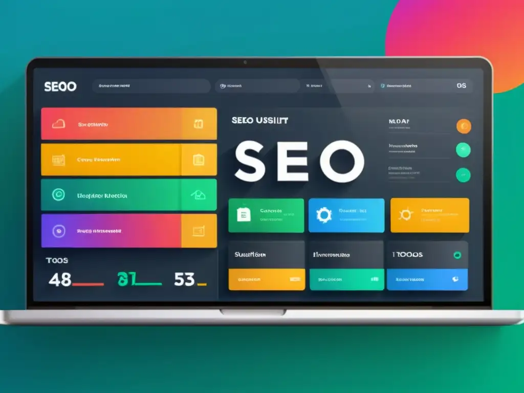 Interfaz minimalista con herramientas evaluación usabilidad web en 8k y colores vibrantes para optimizar el rendimiento del sitio web