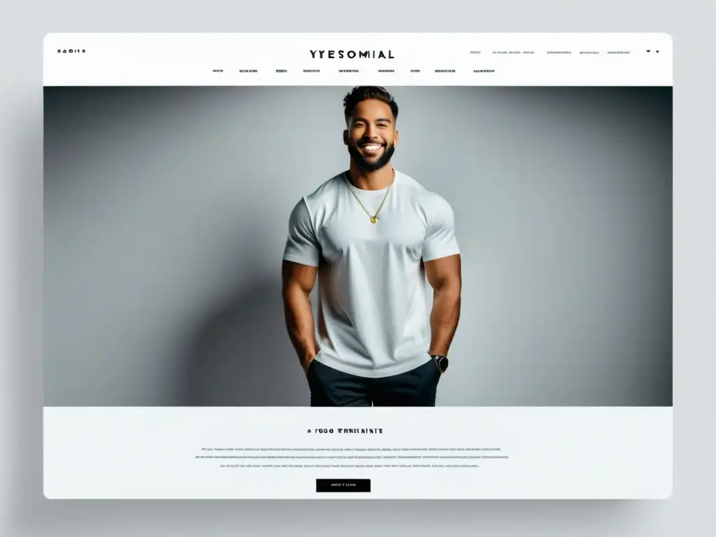 Diseño web minimalista con testimonio de influencer en 8k Interfaz web minimalista en blanco con sección de testimonios de influencers