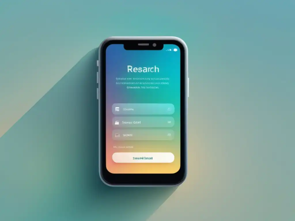 Minimalista pantalla de smartphone muestra herramienta de estrategias de keywords para apps