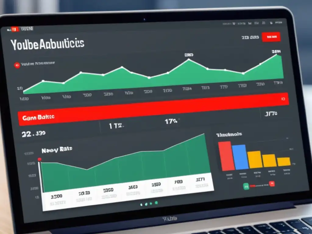 Un moderno panel de análisis de YouTube con gráficos detallados y métricas