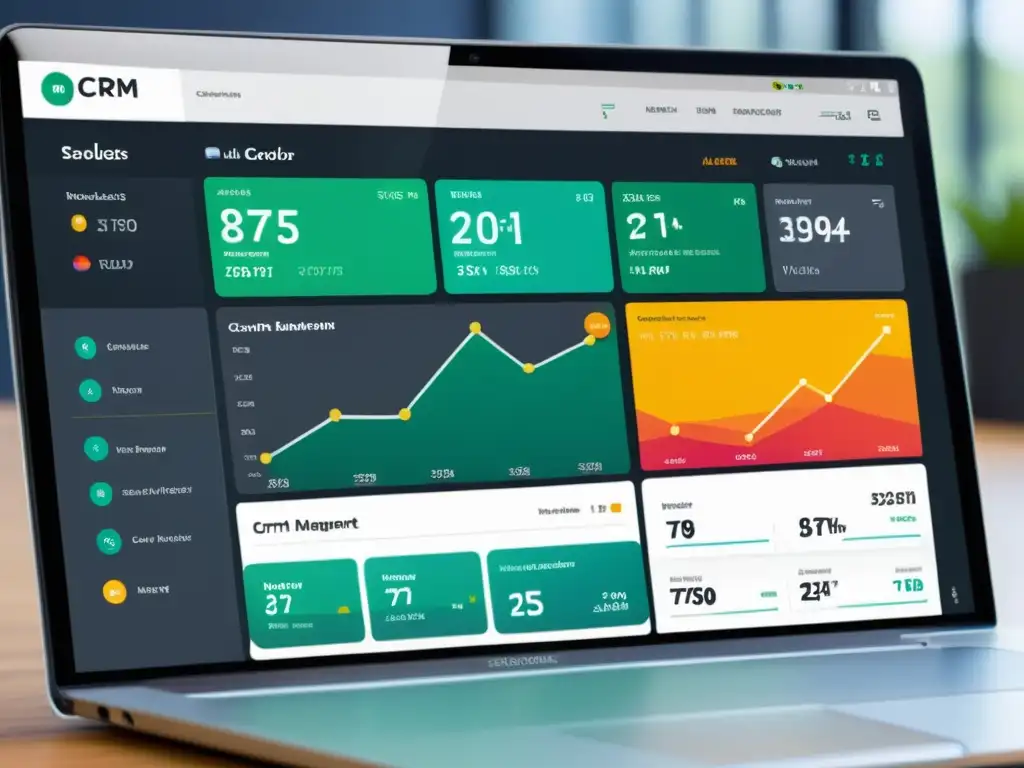CRM Dashboard: Integración SEO para gestión de leads Un moderno panel de control de CRM con vibrantes herramientas de análisis y gestión de leads