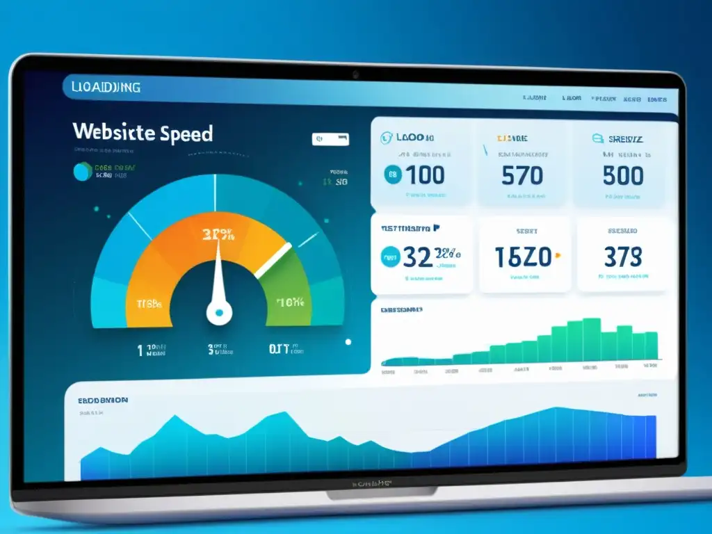 Panel de prueba de velocidad de carga del sitio web Un moderno panel de prueba de velocidad de carga del sitio web con un diseño elegante y detalladas métricas, perfecto para el comportamiento SEO