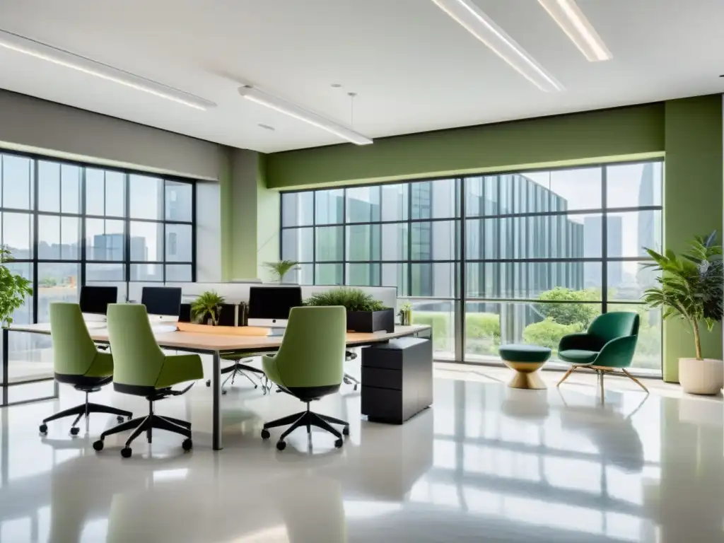 Oficina moderna y minimalista con luz natural y diseño contemporáneo Oficina moderna con diseño minimalista, luz natural y mobiliario contemporáneo
