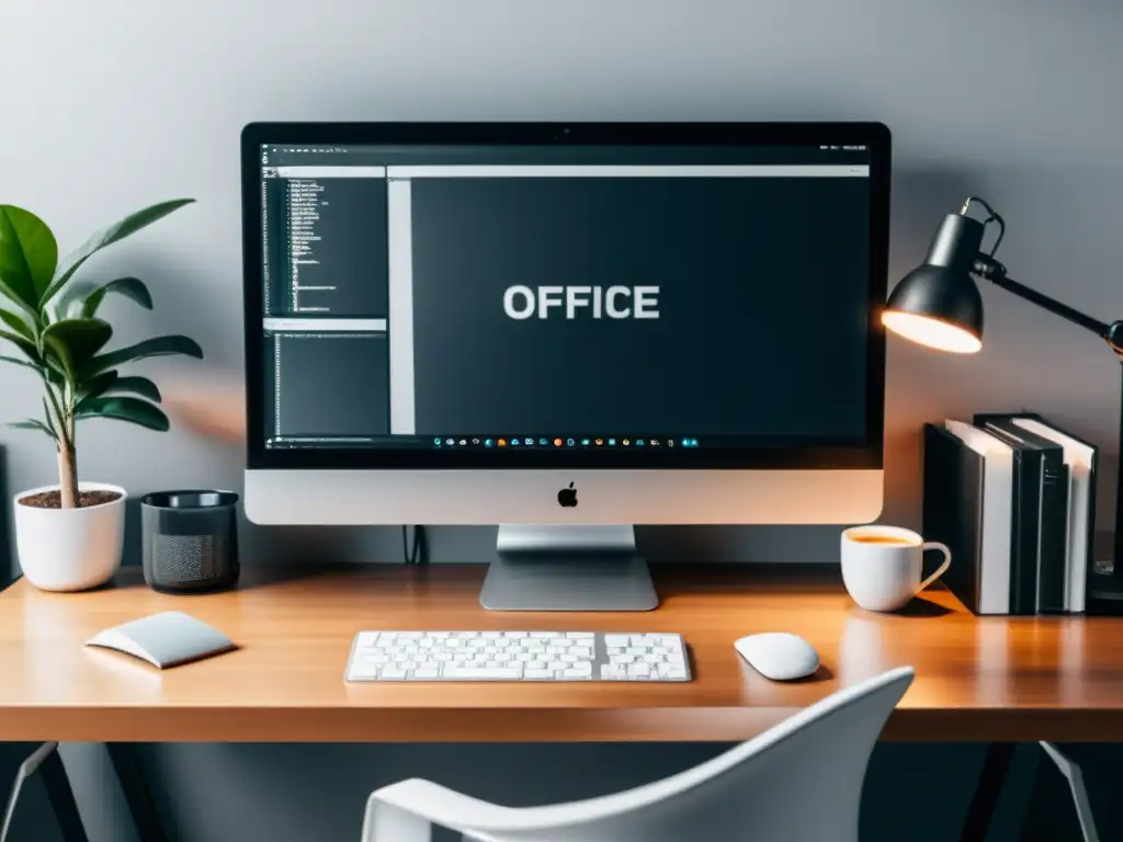 Oficina moderna con SEO y edición de video en 8k Oficina moderna con integración de SEO y video marketing en un escritorio minimalista bañado por luz natural