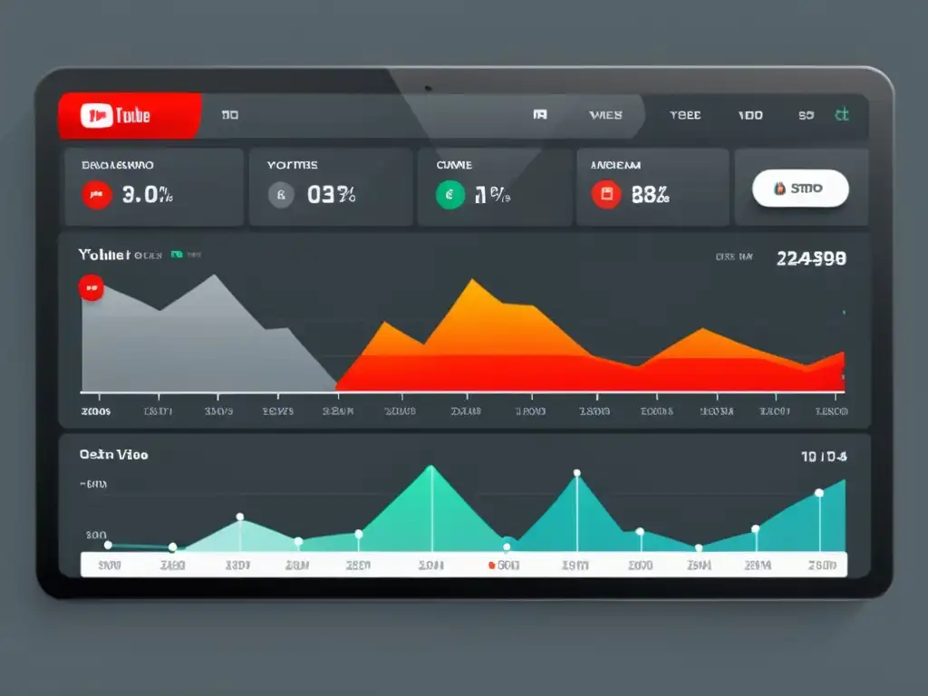 Panel de análisis de videos de YouTube con diseño moderno y métricas claras y fáciles de leer