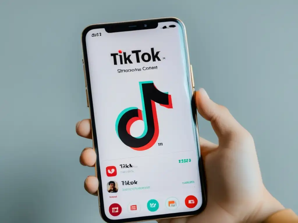 Un smartphone muestra un perfil de TikTok con contenido atractivo y alta interacción