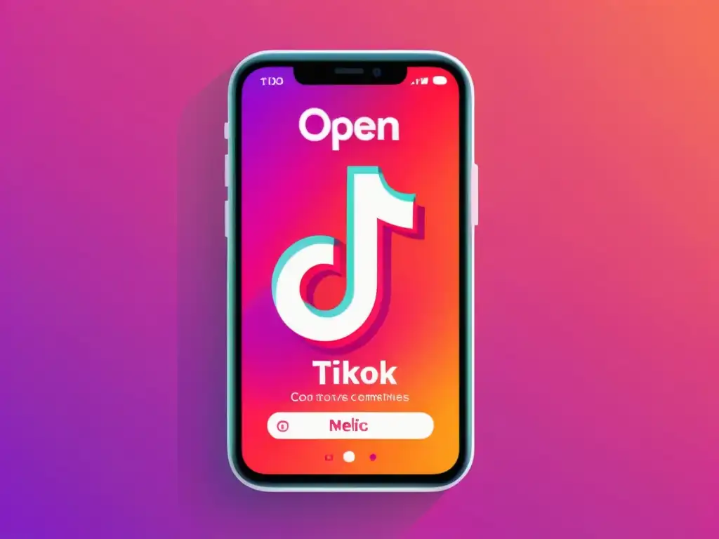 Teléfono móvil con la app de TikTok abierta, mostrando un vídeo popular y métricas de engagement