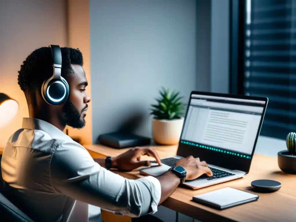 Productividad con auriculares: transcripción de podcast Trabajo productivo con auriculares, transcripciones de podcast para SEO