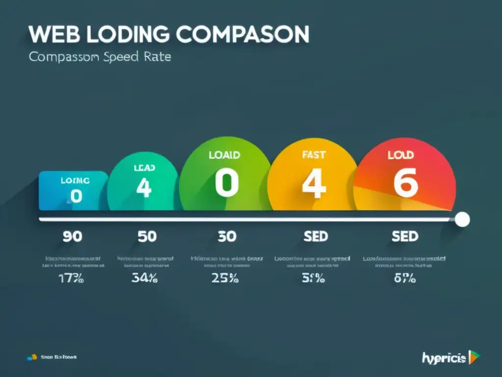 Gráfico comparativo de velocidad de carga: impacto en SEO Comparación de velocidad de carga web con impacto en SEO y comportamiento del usuario, en gráfico 8k minimalista y detallado
